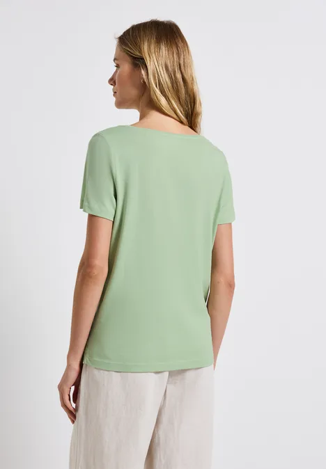 T-Shirt mit Wording Print soft jade green