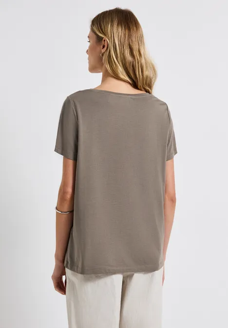 T-Shirt mit Wording Print dark tumbled beige