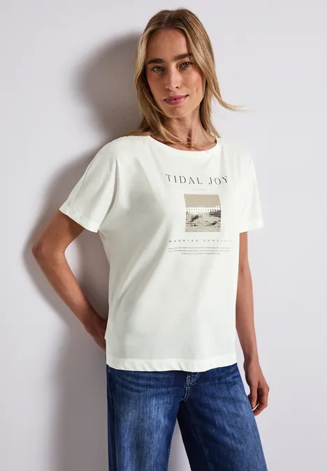 T-Shirt mit Fotoprint off white