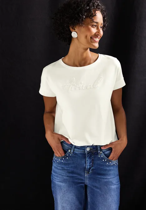 T-shirt avec broderie wording off white