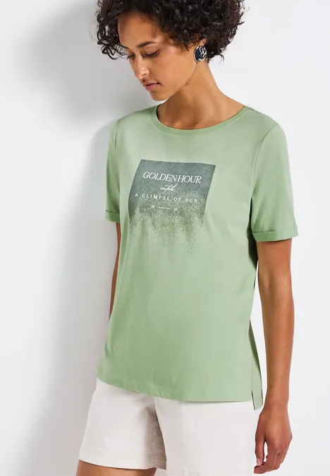 Shirt mit Schimmer-Print soft jade green