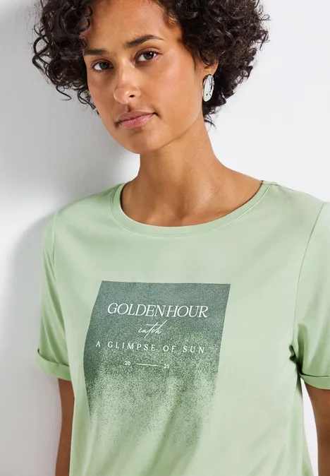 Shirt mit Schimmer-Print soft jade green