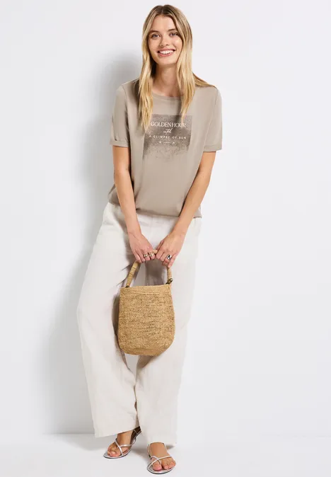 Shirt mit Schimmer-Print tumbled beige