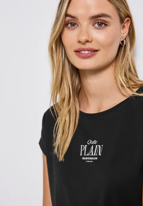 Basic Shirt mit Wording Black