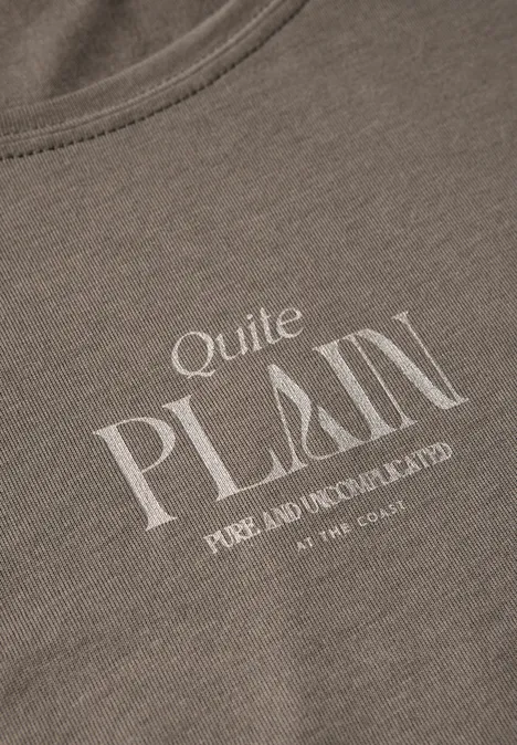 Basic Shirt mit Wording dark tumbled beige