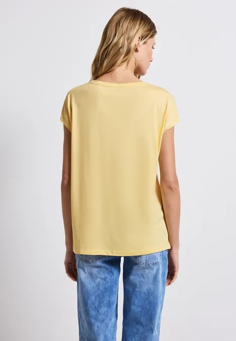 Basic Shirt mit Wording buttercream yellow