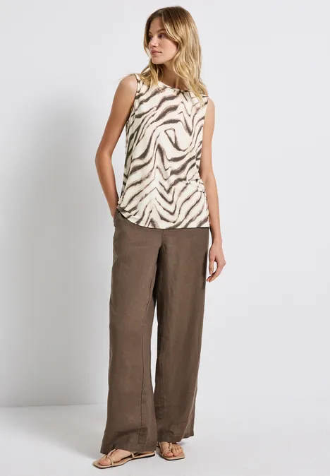 Gemustertes Basic Top tumbled beige