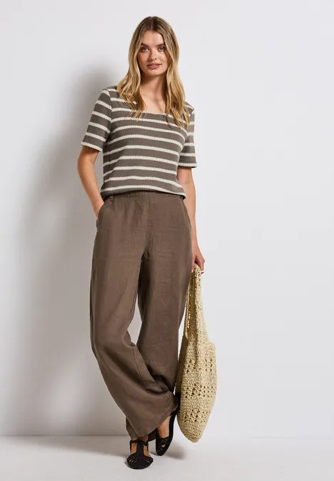 Gestreiftes Strukturshirt dark tumbled beige