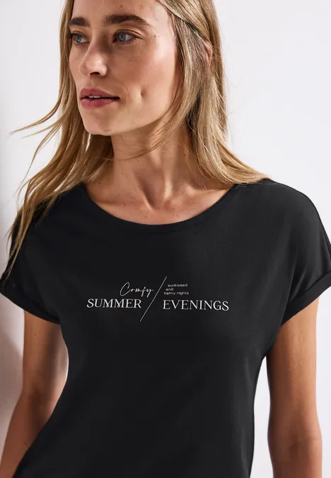 Basic Shirt mit Print Black