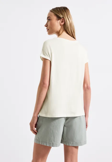 Basic Shirt mit Print off white
