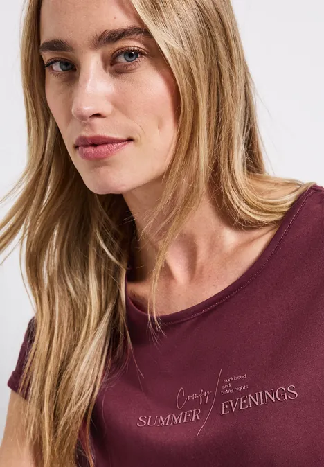 T-shirt basique avec imprimé dark cherry red