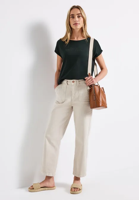 Basic Shirt mit Print pine grove green