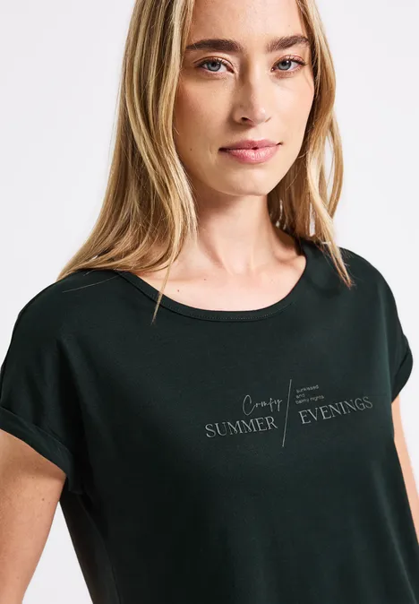 Basic Shirt mit Print pine grove green