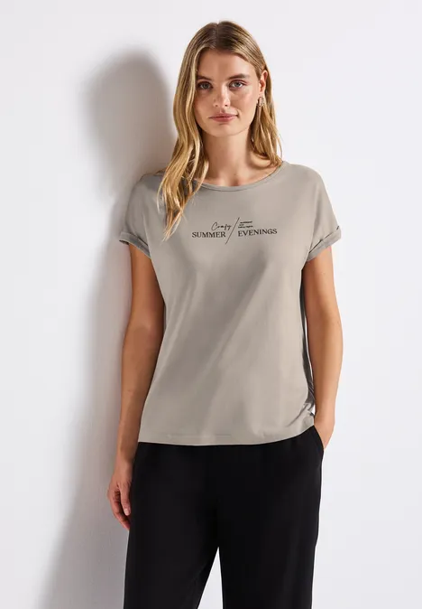 Basic Shirt mit Print tumbled beige