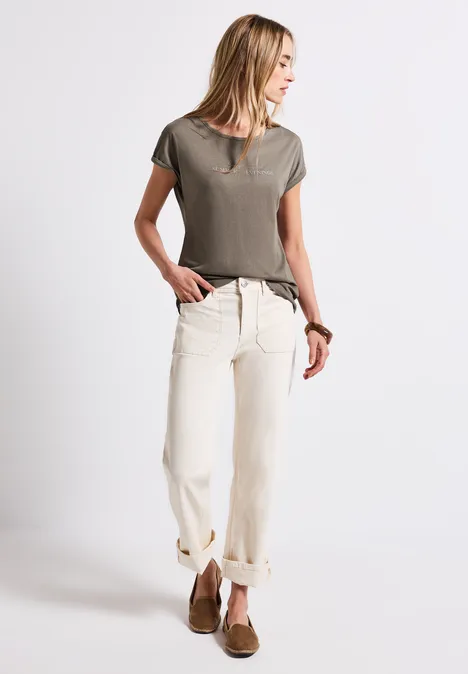 T-shirt basique avec imprimé dark tumbled beige
