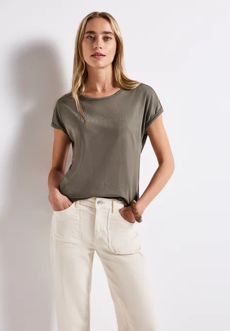 T-shirt basique avec imprimé dark tumbled beige