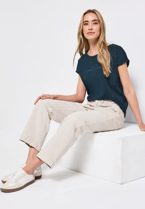 Basic Shirt mit Print tide blue