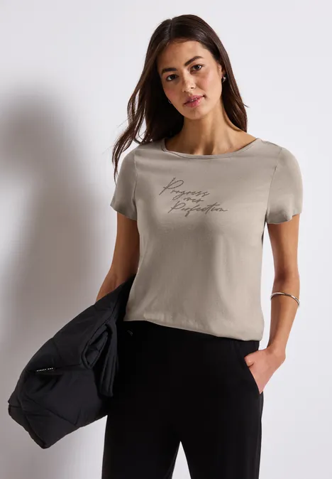 T-Shirt mit Print tumbled beige