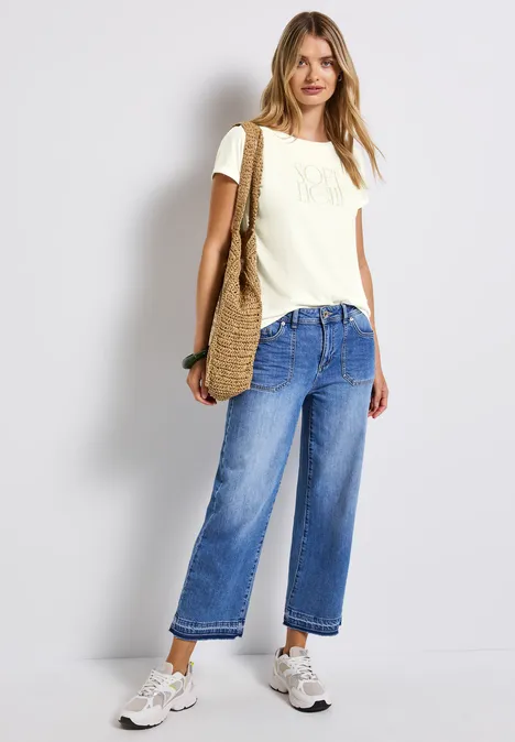 Basic Shirt mit Print off white