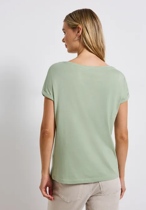 Basic Shirt mit Print soft jade green