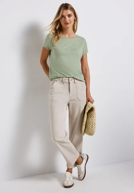 Basic Shirt mit Print soft jade green