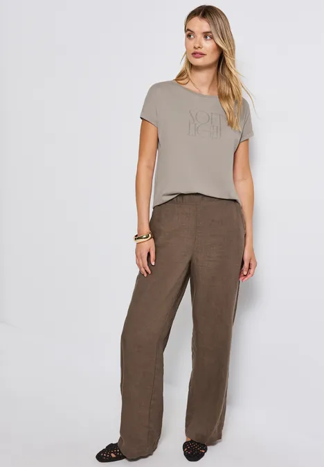 Basic Shirt mit Print tumbled beige
