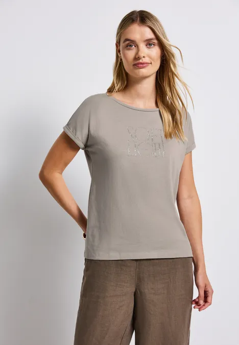 Basic Shirt mit Print tumbled beige