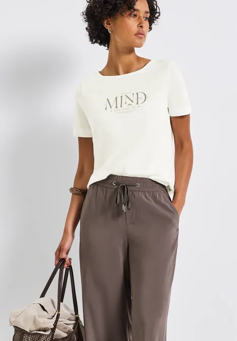 Basic Shirt mit Print off white