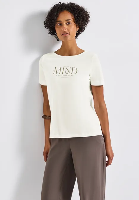 Basic Shirt mit Print off white