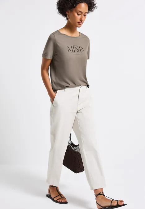 Basic Shirt mit Print dark tumbled beige