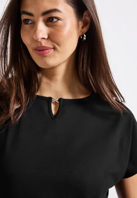 Jersey-Shirt mit Cut-Out Black