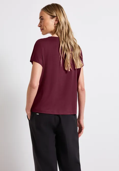 Jersey-Shirt mit Cut-Out dark cherry red