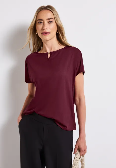 Jersey-Shirt mit Cut-Out dark cherry red