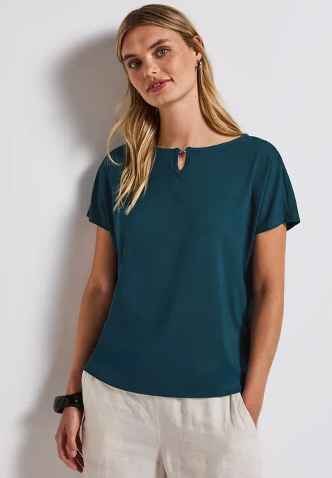 Jersey-Shirt mit Cut-Out tide blue