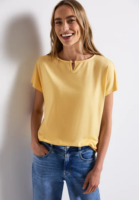Jersey-Shirt mit Cut-Out buttercream yellow