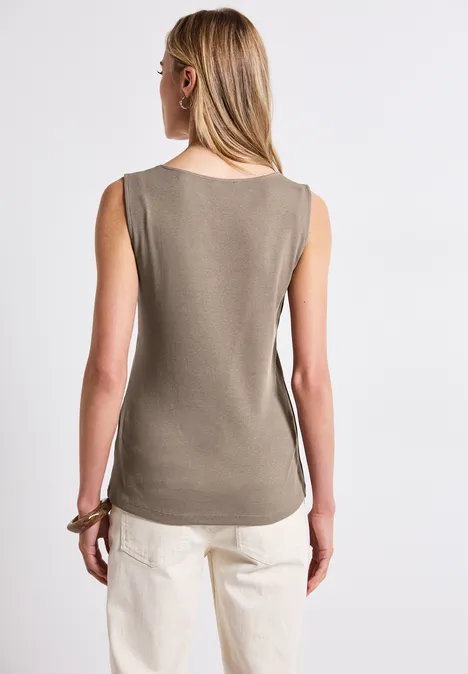 Top mit Herzausschnitt dark tumbled beige