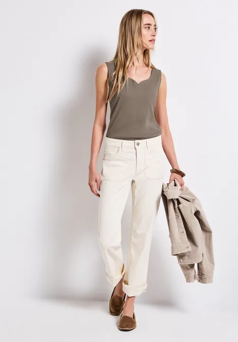 Top mit Herzausschnitt dark tumbled beige