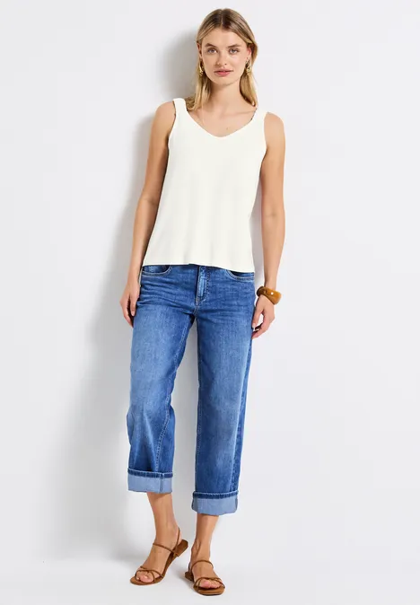 Top mit Raffung off white