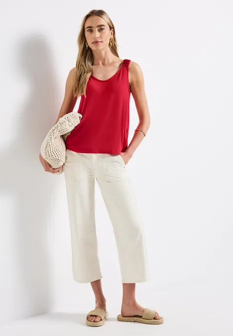 Top mit Raffung glory red