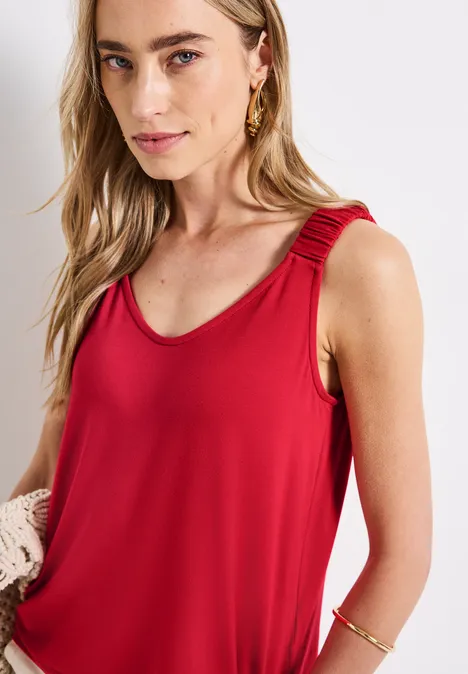 Top mit Raffung glory red