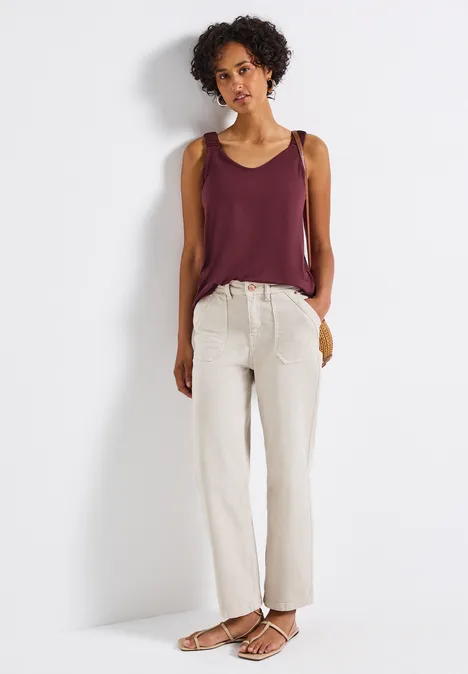 Top mit Raffung dark cherry red