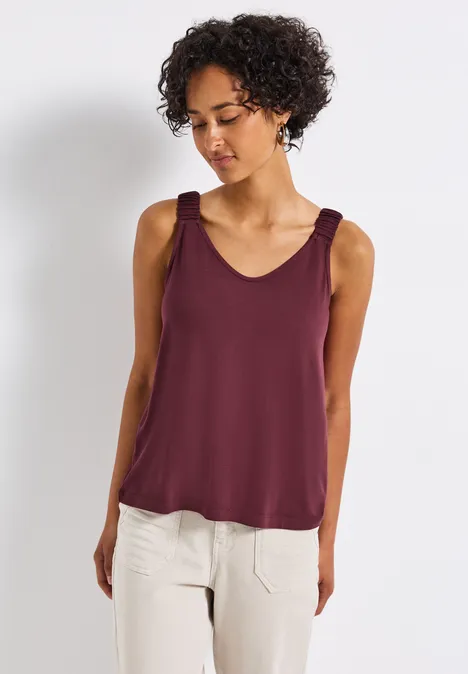Top mit Raffung dark cherry red