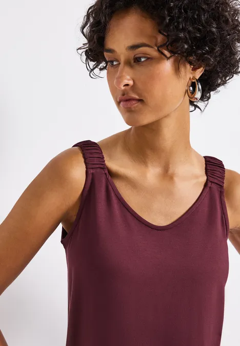 Top mit Raffung dark cherry red