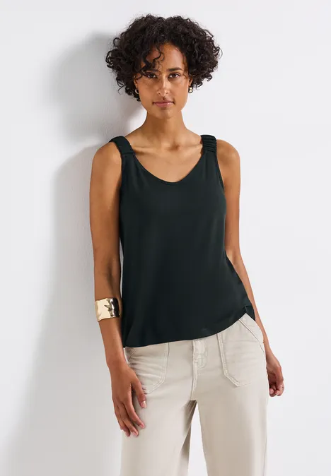Top mit Raffung pine grove green