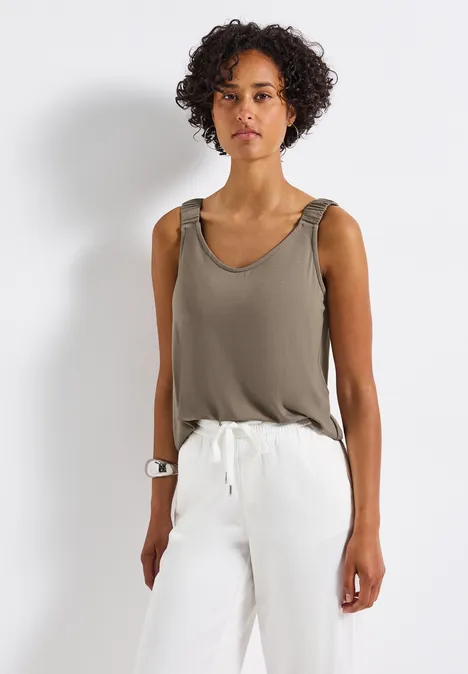 Top mit Raffung dark tumbled beige