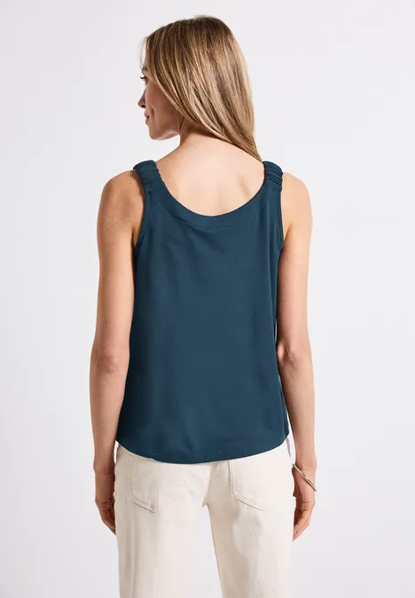 Top mit Raffung tide blue