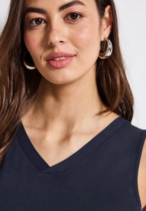 V-Neck Top deep blue