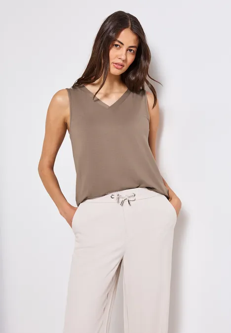 V-Neck Top dark tumbled beige