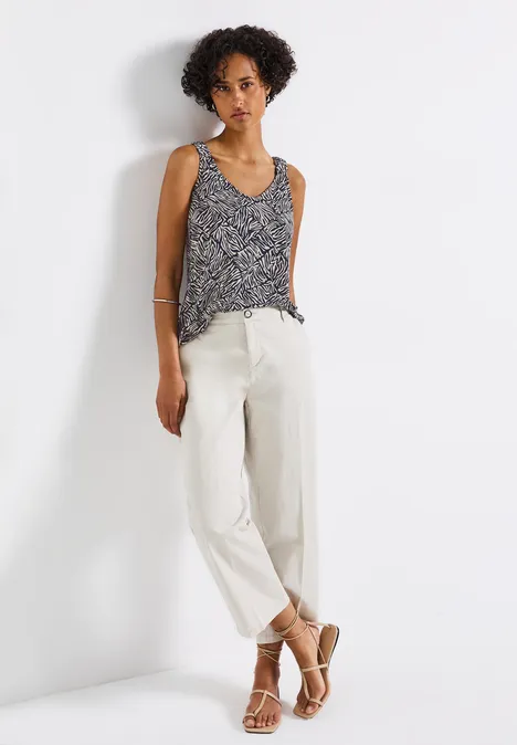 Print-Top mit Raffung deep blue