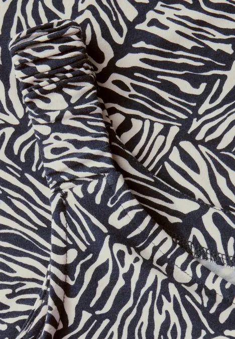 Print-Top mit Raffung deep blue
